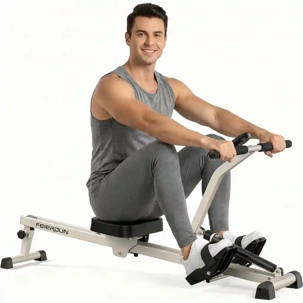 FEIERDUN Hydraulic Rowing Machine 12 Resistance Levels 300LBS